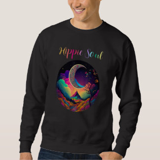 Sweatshirt Hippie Soul Chemise Aimer Paix Lune Nature Colorée