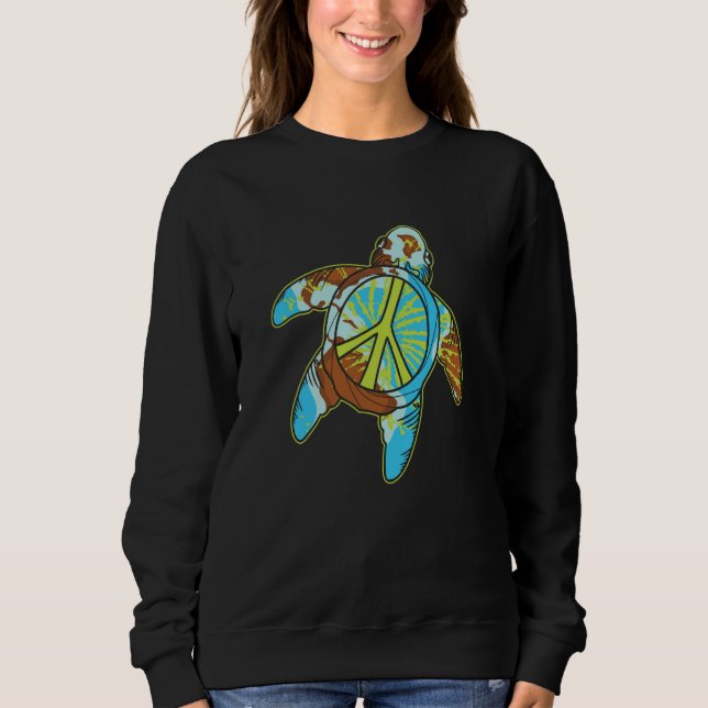 Sweatshirt Hippie Turtle Earth Day Save Planet Ocean Environm (Devant)