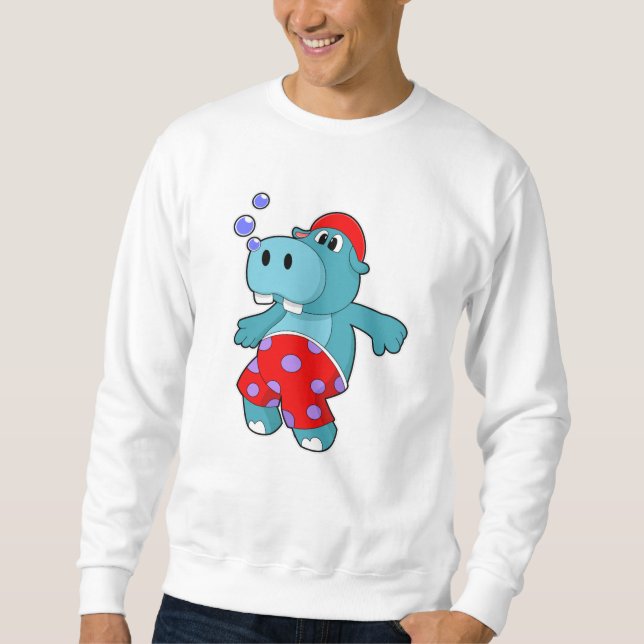 Sweatshirt Hippo à la natation avec maillots de bain (Devant)