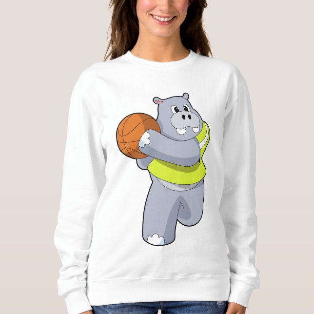 Sweatshirt Hippo as basketball player with basketball.PNG (Devant)