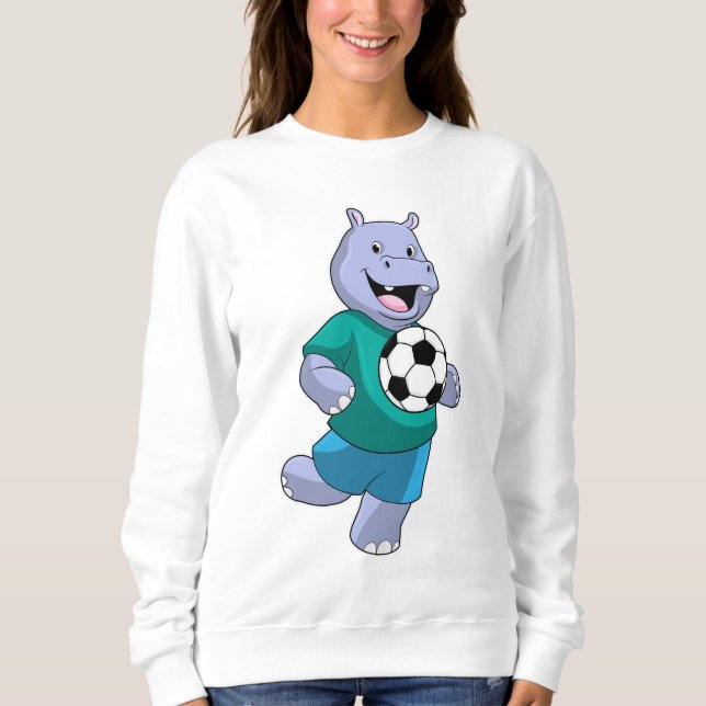 Sweatshirt Hippo as Soccer player with Soccer (Devant)