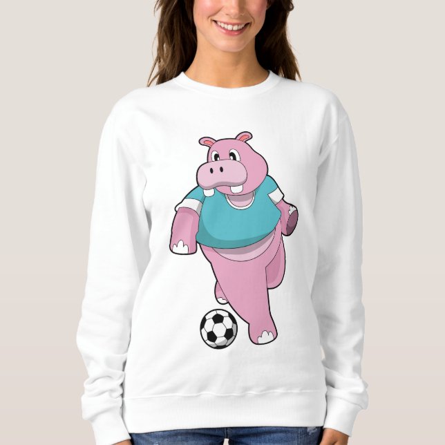 Sweatshirt Hippo as Soccer player with Soccer.PNG (Devant)