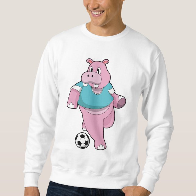 Sweatshirt Hippo as Soccer player with Soccer.PNG (Devant)