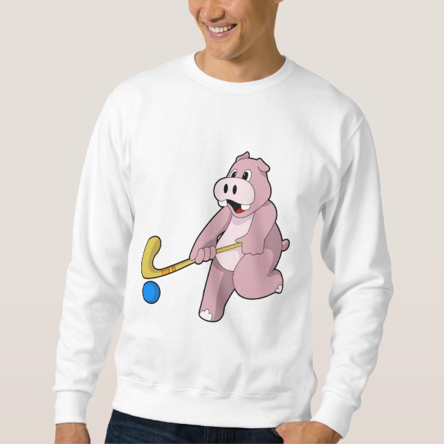 Sweatshirt Hippo at hockey (Devant)