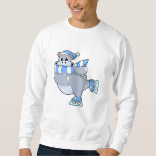 Sweatshirt Hippo au patinage sur glace avec patins sur glace