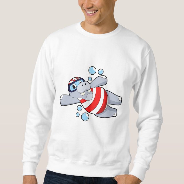 Sweatshirt Hippo comme Plongeur avec lunettes de natation (Devant)