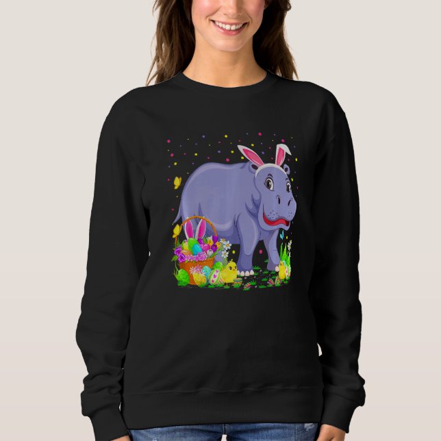 Sweatshirt Hippo de Pâques Chasse aux oeufs de lapin Hippopot (Devant)