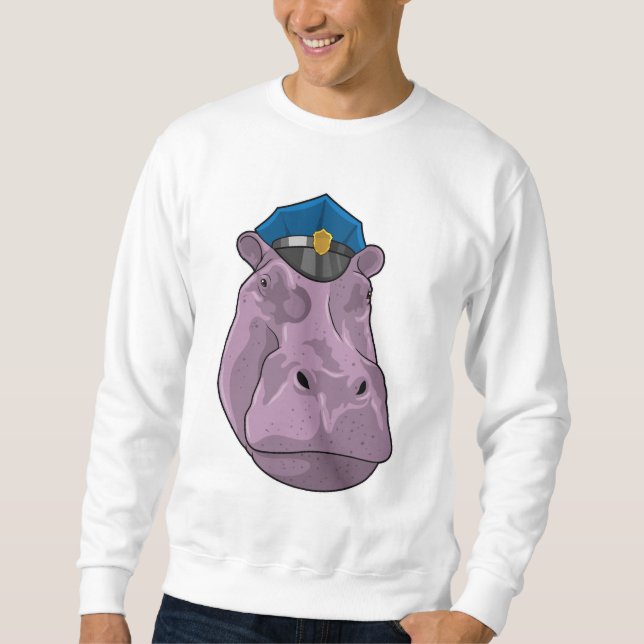 Sweatshirt Hippo en tant que policier (Devant)