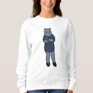 Sweatshirt Hippo en tant que secrétaire avec Bloc-notes et st