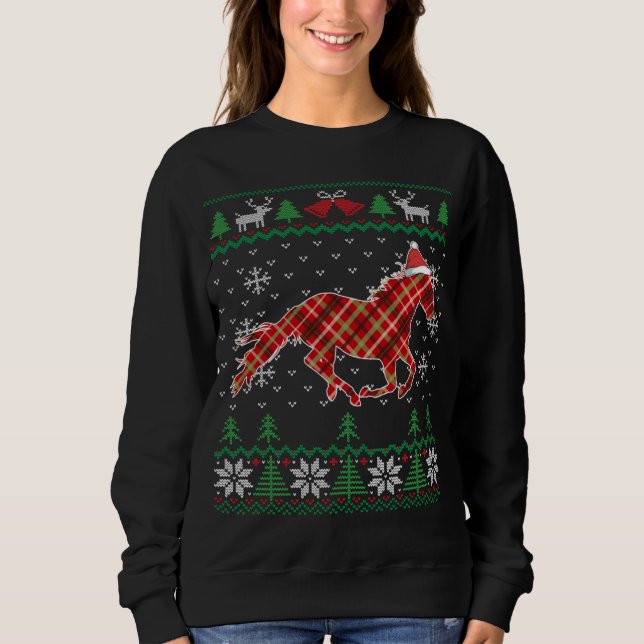 Sweatshirt Hippocampe Plaid Cheval Santa Hat Rancher Equestri (Devant)