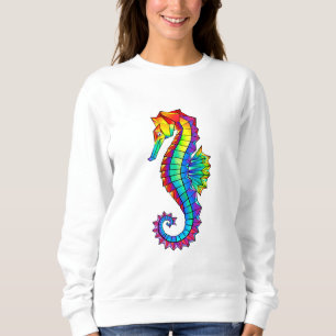 Sweatshirt Hippocampe polygonal arc-en-ciel