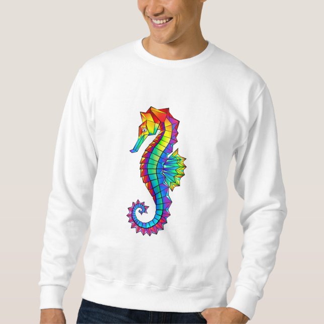 Sweatshirt Hippocampe polygonal arc-en-ciel (Devant)