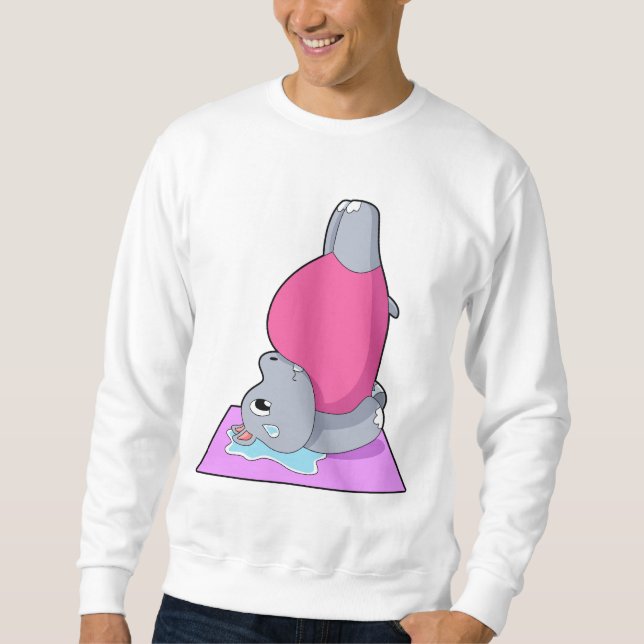 Sweatshirt Hippopotame au yoga fitness (Devant)