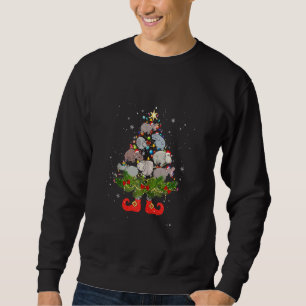 Sweatshirt Hippopotames sapins de Noël lumières mignonne Sant