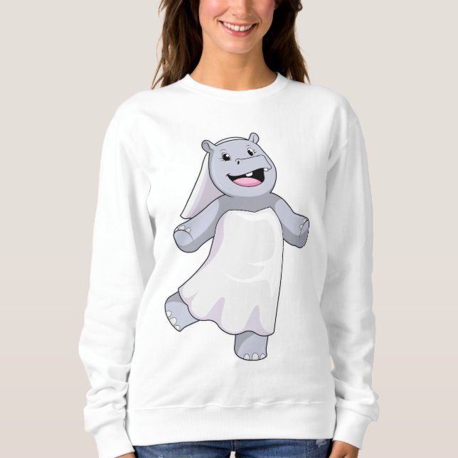 Sweatshirt Hippopotampe en mariée voilée (Devant)