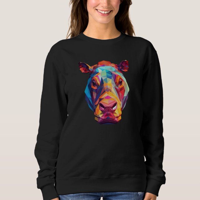 Sweatshirt Hippopotamus Cute Hippo Geometric Zoo Animal 1 (Devant)