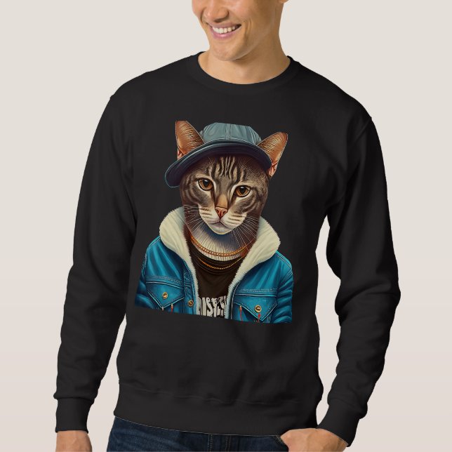 Sweatshirt Hipster Cat (Devant)