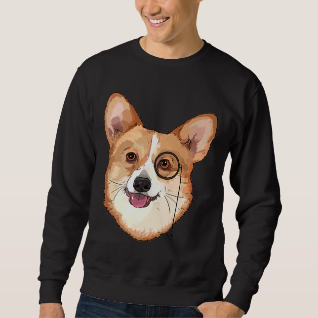 Sweatshirt Hipster Corgi Avec Monocles Corgi (Devant)