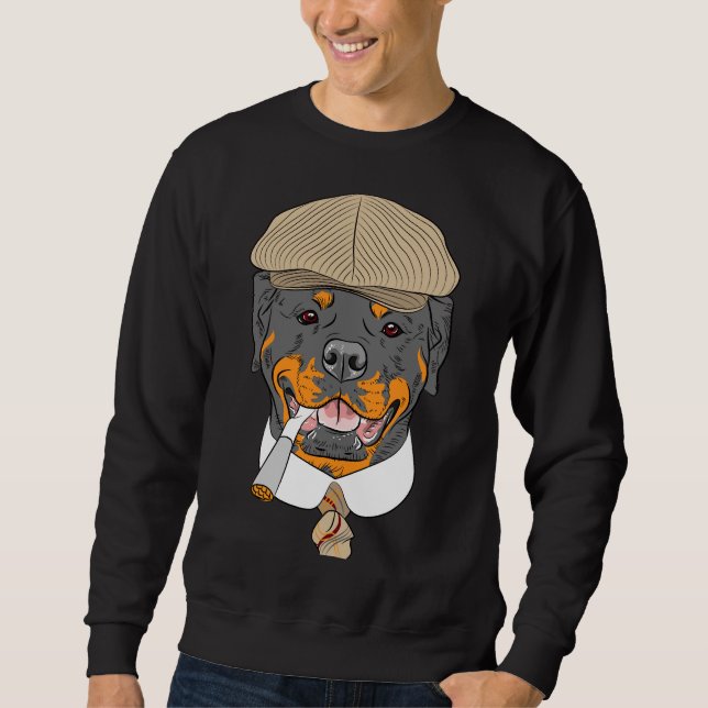 Sweatshirt Hipster Dog Rottweiler Se Reproduisent Dans Un Cas (Devant)