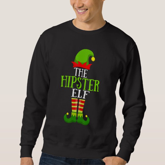 Sweatshirt Hipster Elf Correspondance Famille Groupe Noël (Devant)