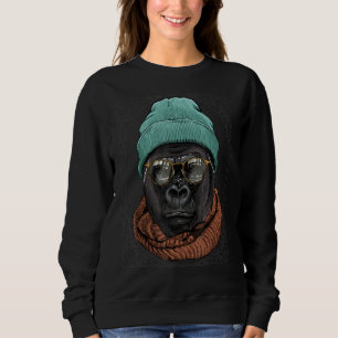 Sweatshirt Hipster Gorilla Animal porter des lunettes Singe G