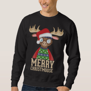 Sweatshirt Hipster Moose - Santa Hat - Joyeux Christmoose Chr