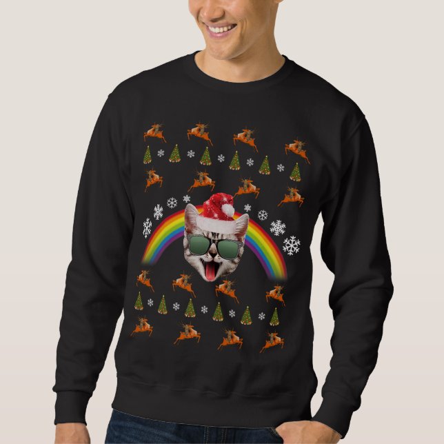 Sweatshirt Hipster Père Noël Chat Noël Tee Drôle Noël Kitty M (Devant)