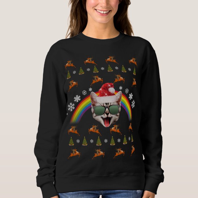 Sweatshirt Hipster Père Noël Chat Noël Tee Drôle Noël Kitty M (Devant)