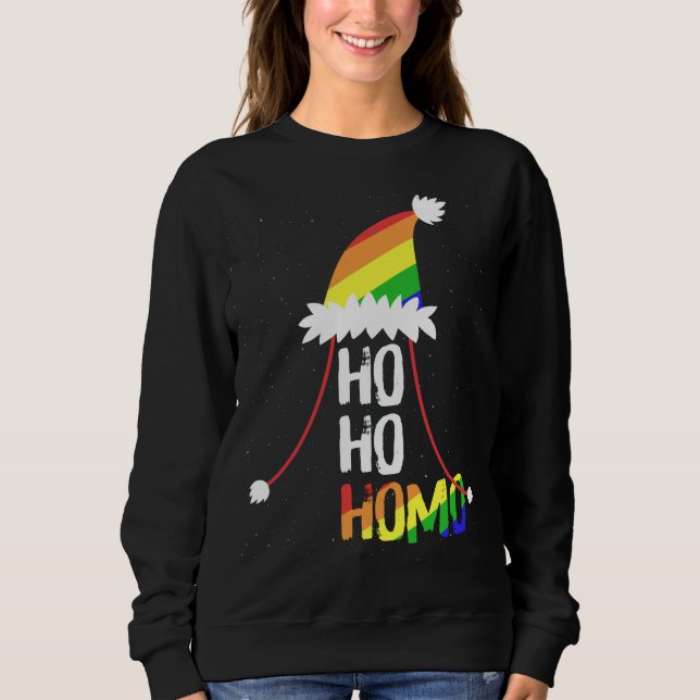 Sweatshirt Ho Ho Filles Homos Santa Hat Christmas LGBT Pride  (Devant)