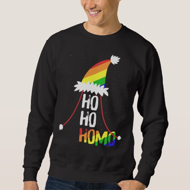 Sweatshirt Ho Ho Filles Homos Santa Hat Christmas LGBT Pride  (Devant)