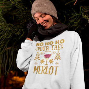 Sweatshirt Ho Ho Ho Pour la Merlot Gold Parties scintillant H