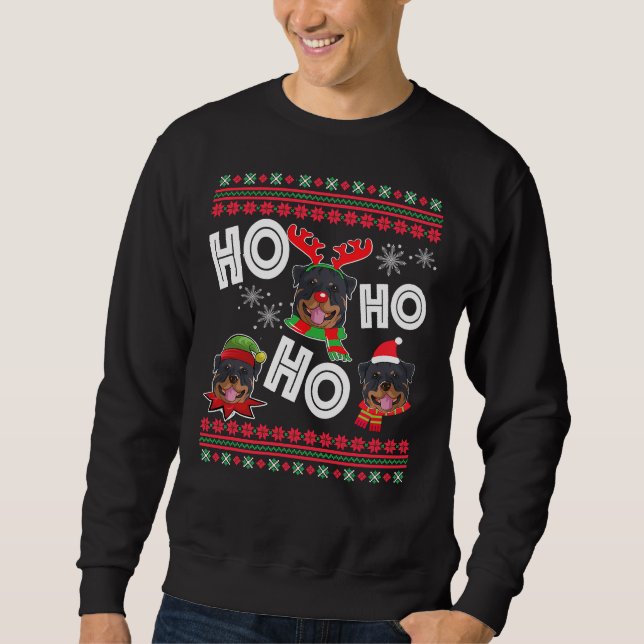 Sweatshirt Ho Ho Ho Rottweiler Chien Noël (Devant)