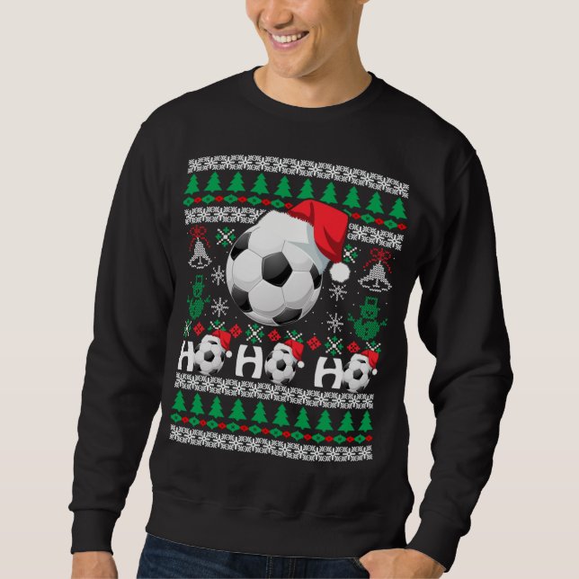 Sweatshirt HO HO Soccer laid Christmas Sweater santa Hat G (Devant)