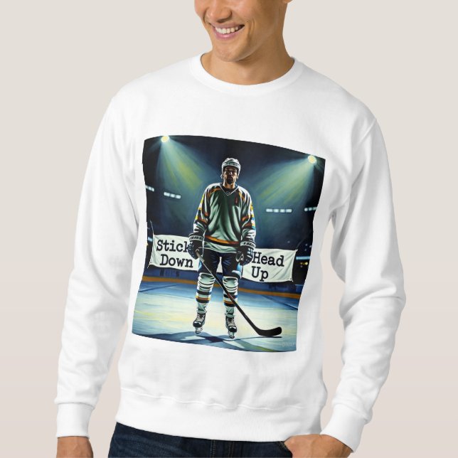Sweatshirt Hockey Manche Longue Tête Haute Bâton Bas (Devant)