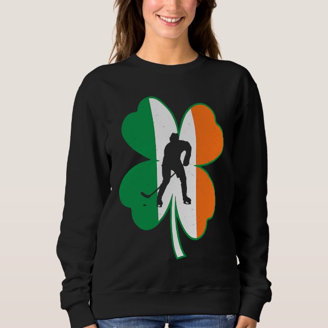 Sweatshirt Hockey Player Lucky Shamrock Ireland Flag St Patri (Devant)