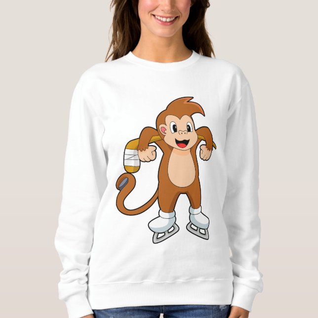 Sweatshirt Hockey sur glace singe bâton de hockey sur glace (Devant)