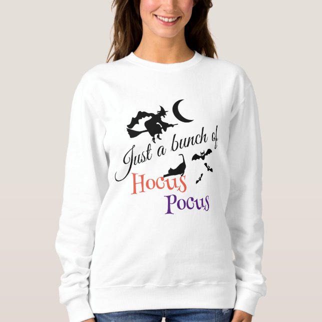 Sweatshirt Hocus Pocus Halloween Citation Élégante blanche fe (Devant)