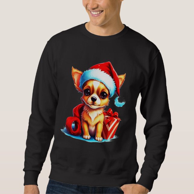 Sweatshirt Holiday Chihuahua Cute Christmas Dog Design (Devant)