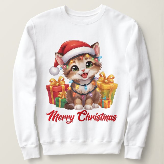 Sweatshirt Holiday Lights & Whiskers (Design devant)