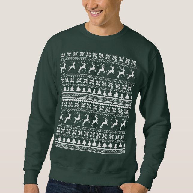 Sweatshirt  Holiday Reindeer Christmas Sweater Pattern (Devant)