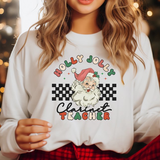 Sweatshirt Holly Jolly Clarinet Enseignant Noël Retro (Créateur téléchargé)