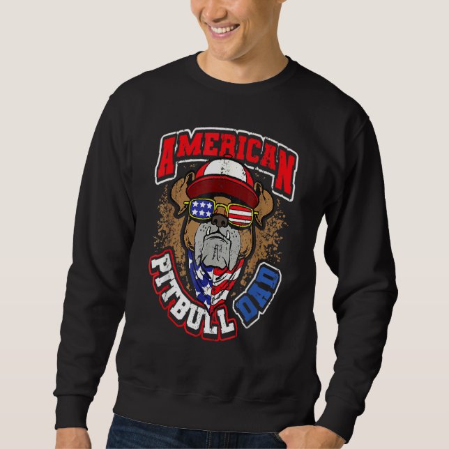 Sweatshirt Homme American Pitbull Papa 4 juillet (Devant)