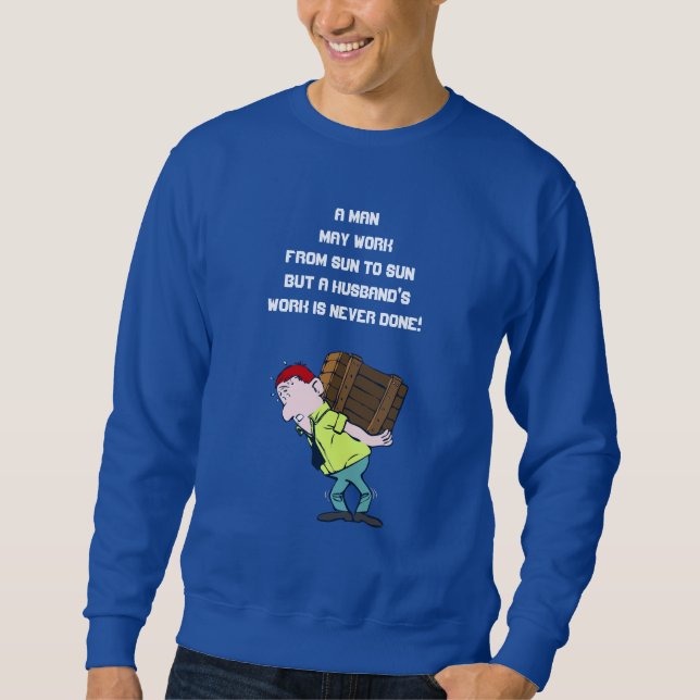 Sweatshirt Homme Bleu Drôle de Travailleur (Devant)