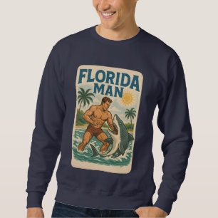 Sweatshirt Homme de Floride Lutte de Requins   Graphique Rétr
