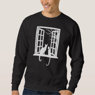 Sweatshirt Homme Et Femme Chats Regardant La Fenêtre Jeter