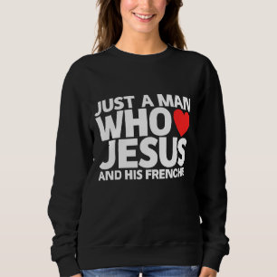 Sweatshirt Homme mâle Jésus Frenchie Chien Animal de compagni