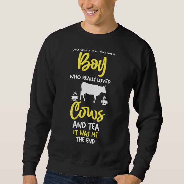 Sweatshirt Homme Un Garçon Qui Aime Le Thé Et La Vache (Devant)