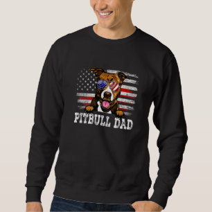 Sweatshirt Homme Vintage Pitbull Papa Drapeau américain Da du