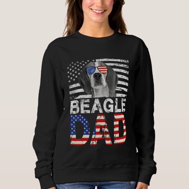 Sweatshirt Hommes Cool Beagle Papa Usa Drapeau Patriotique Pè (Devant)