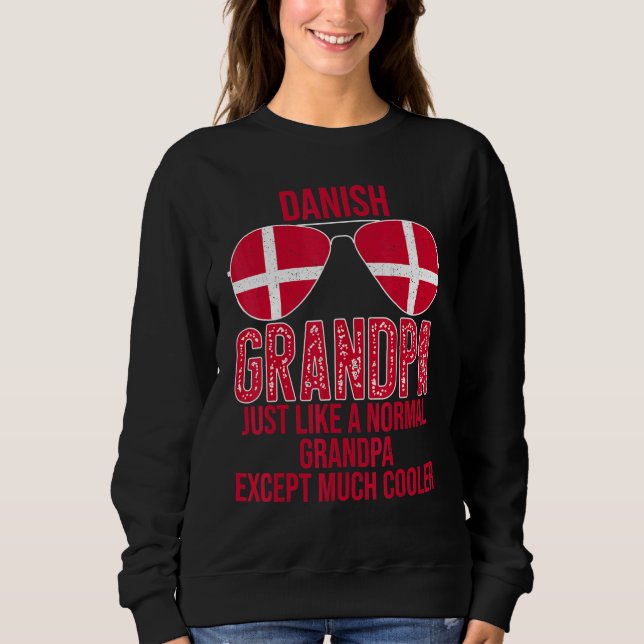 Sweatshirt Hommes Danois Grand-père Danemark Drapeau Lunettes (Devant)